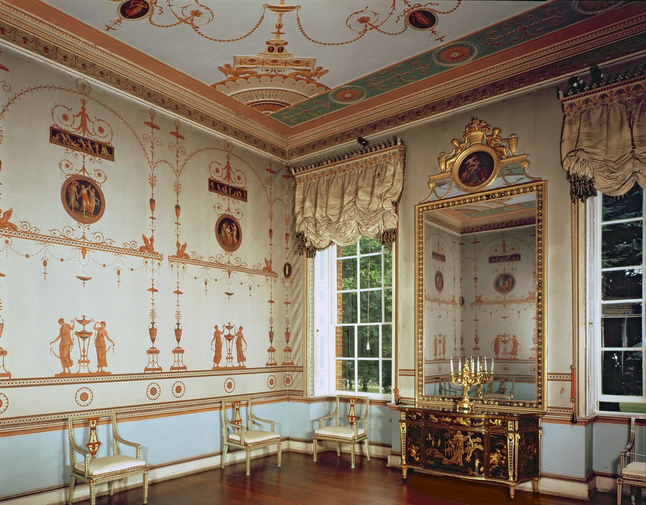 Osterley Park, Az etruszk szoba, amelyet Robert Adam (1728-92) épített 1761-ben, Middlesex, Egyesült Királyság alkotó: Unbekannt Unbekannt
