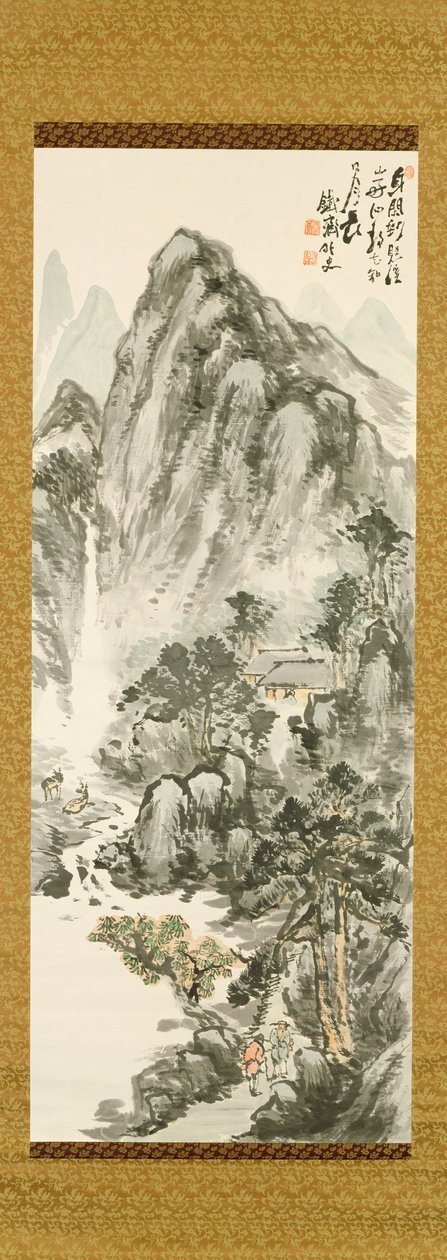 Tessai Tomioka (1836-1924) visszavonulása a hegyekben (színes fatömbnyomat) alkotó: Unbekannt Unbekannt