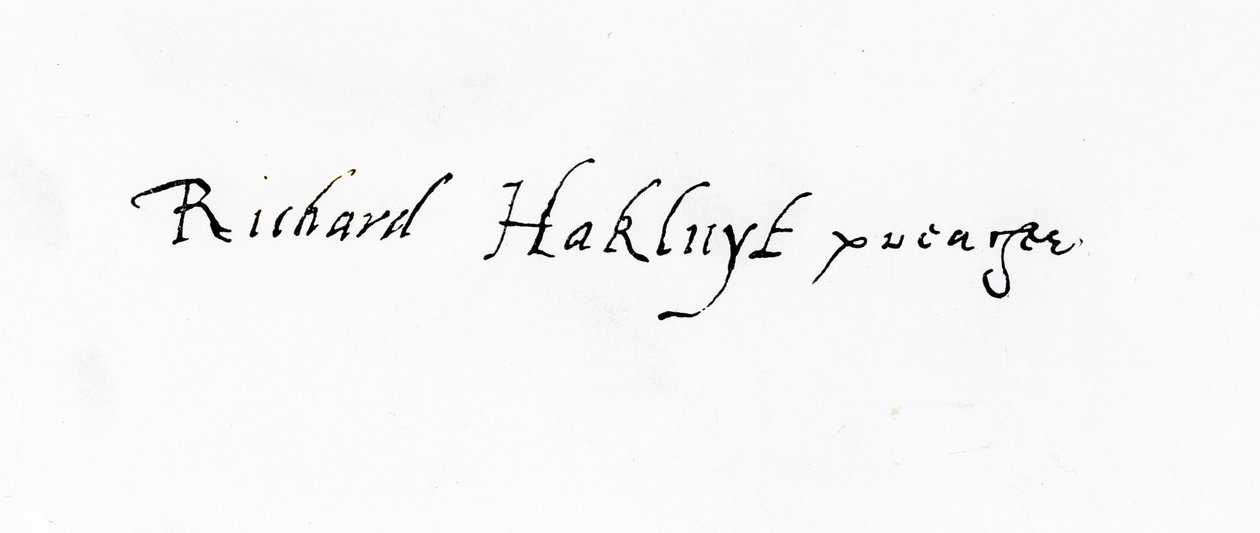Richard Hakluyt (kb. 1552-1616) aláírása alkotó: Unbekannt Unbekannt