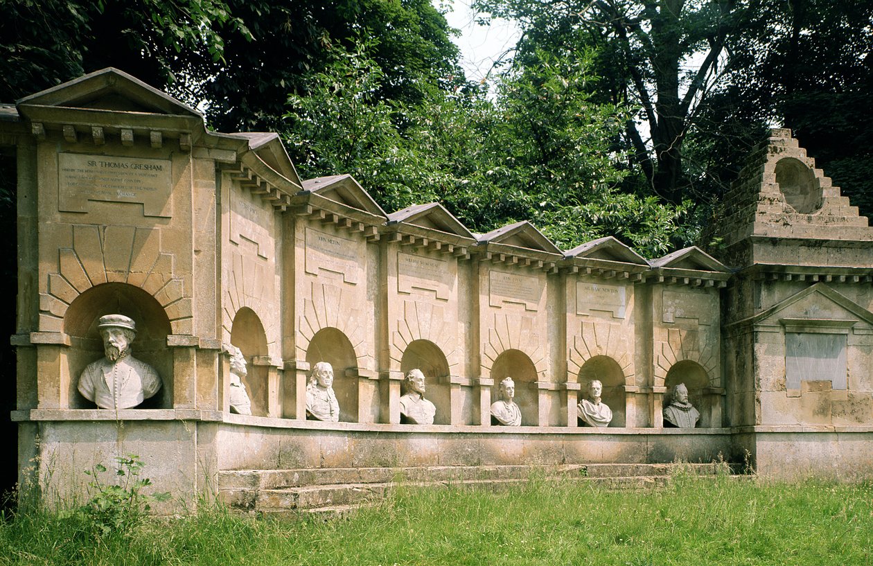 Stowe, William Kent (1684-1748), British Worthies temploma, 1735 körül, Buckinghamshire, Egyesült Királyság alkotó: Unbekannt Unbekannt