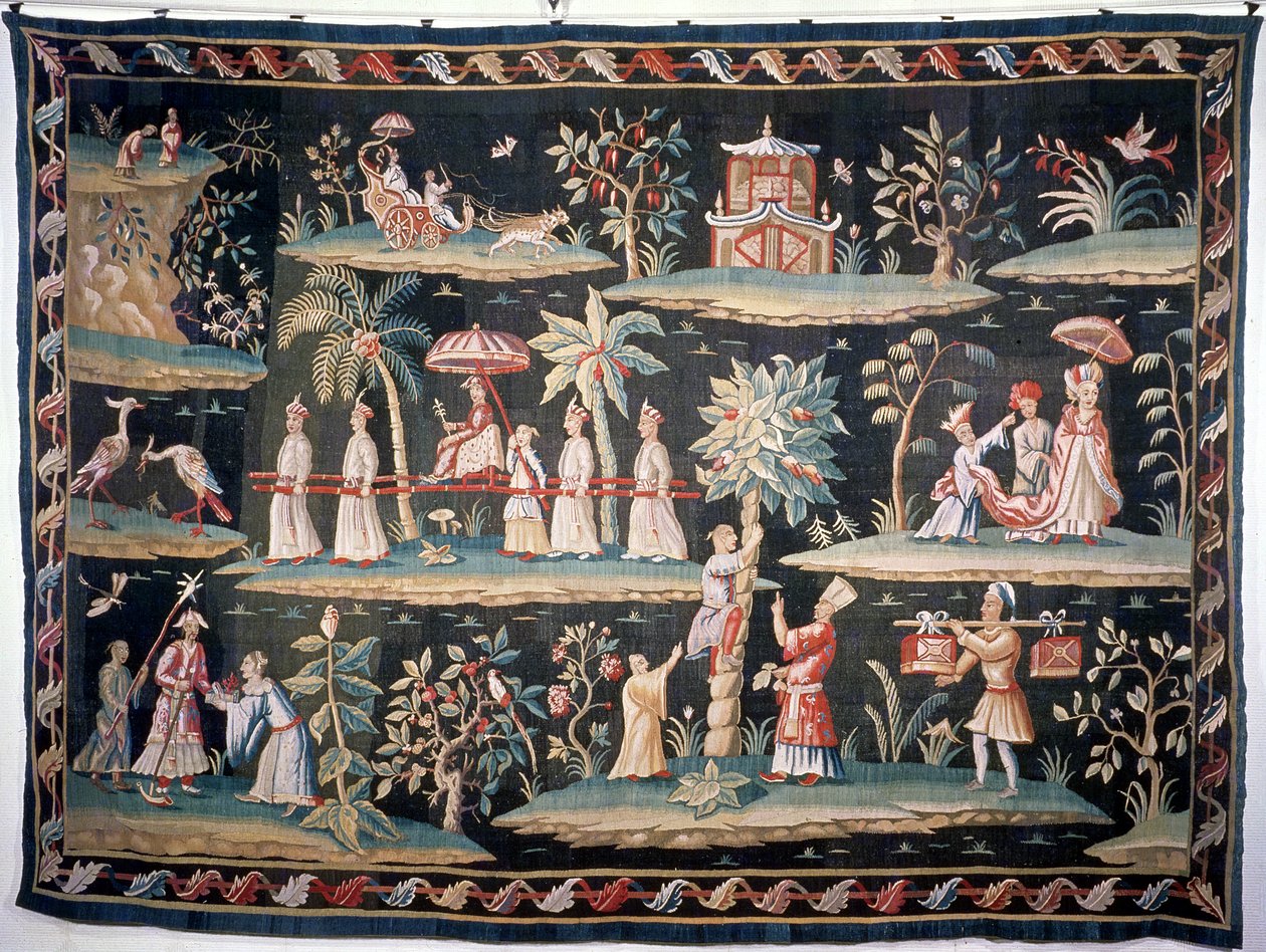 Gobelin John van der Bank Chinoiserie stílusában, Soho Tapestry Works, 18. század eleje alkotó: Unbekannt Unbekannt