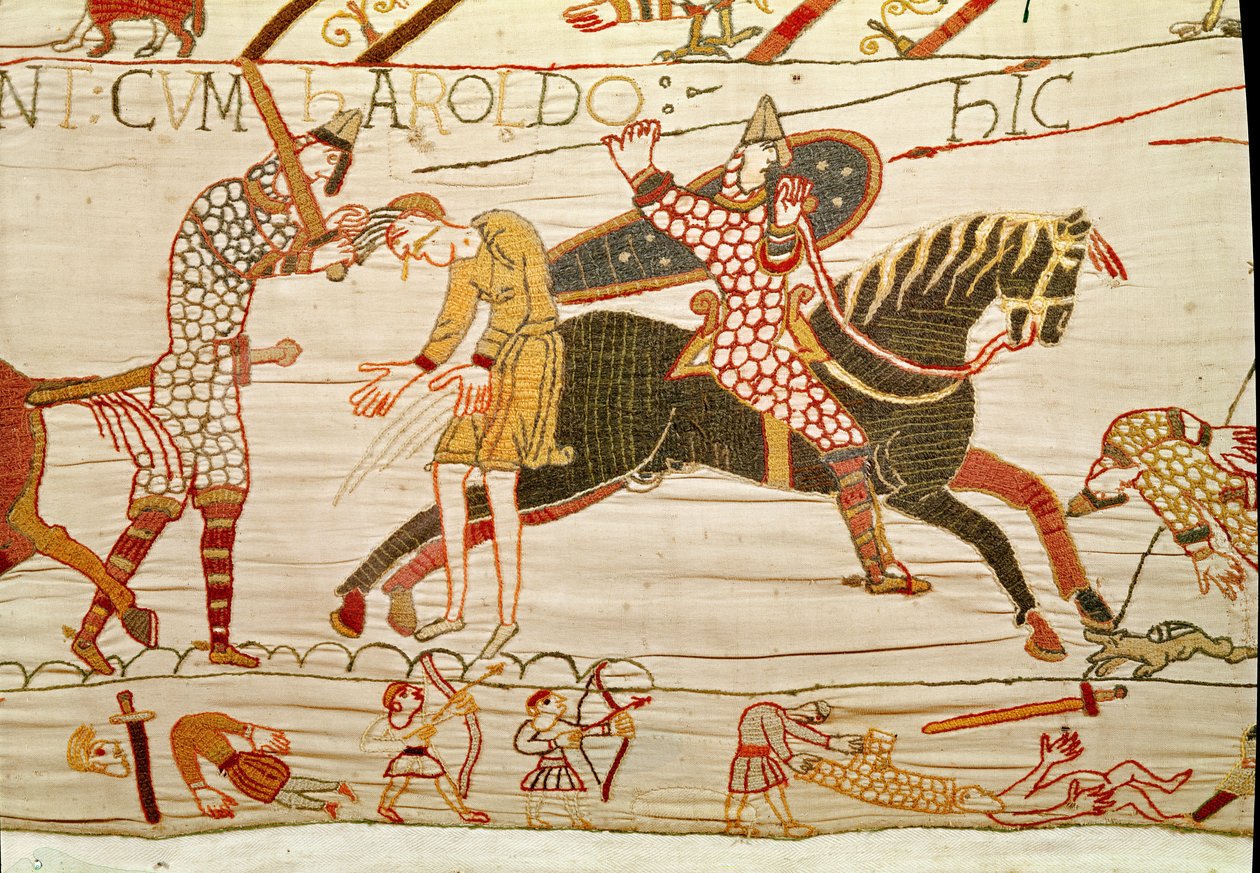 A normannok megölik Harold embereit, Bayeux Tapestry alkotó: Unbekannt Unbekannt