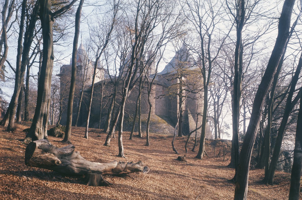 Kilátás a Castle Cochra, Dél-Walesben, az erdőből alkotó: Unbekannt Unbekannt