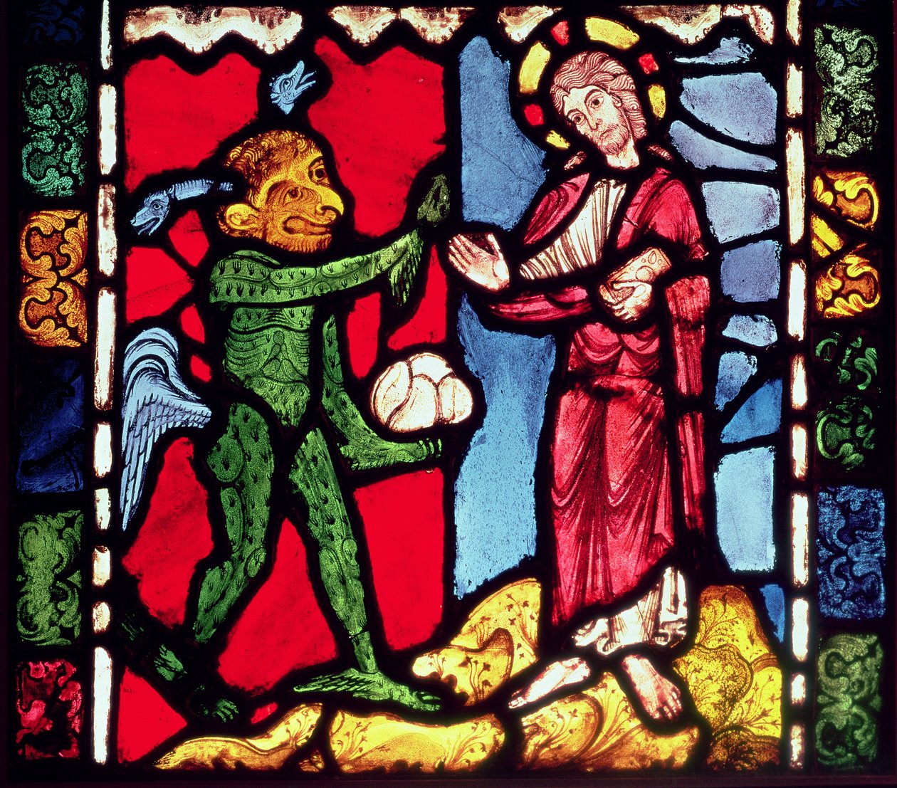 Troyes-i katedrális ablaka, amely Krisztus megkísértését mutatja a sivatagban, 1225 körül alkotó: Unbekannt Unbekannt