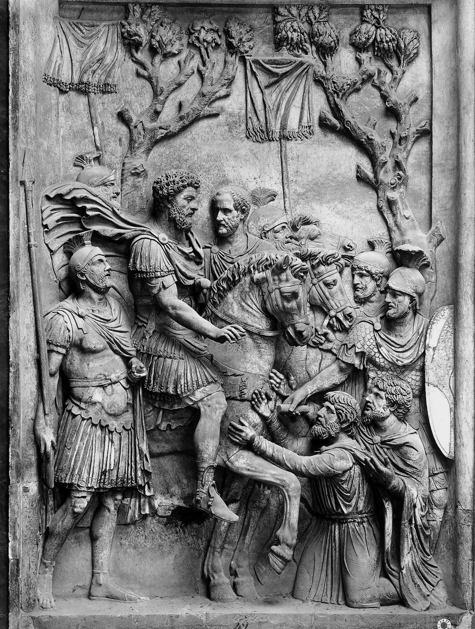 Marcus Aureliust ábrázoló dombormű a leigázott németekkel alkotó: Unbekannt Unbekannt