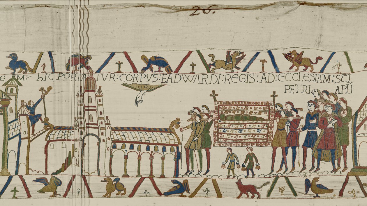 Hitvalló Edward testét a Szent Péter apostol templomba viszik, Bayeux gobelin alkotó: Unbekannt Unbekannt