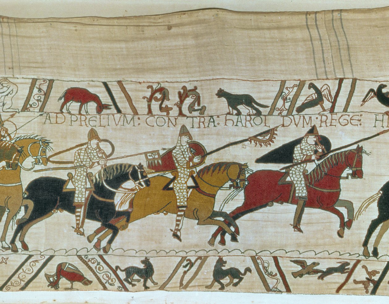 Vilmos herceg csatába vezeti lovagjait, Bayeux Tapestry alkotó: Unbekannt Unbekannt