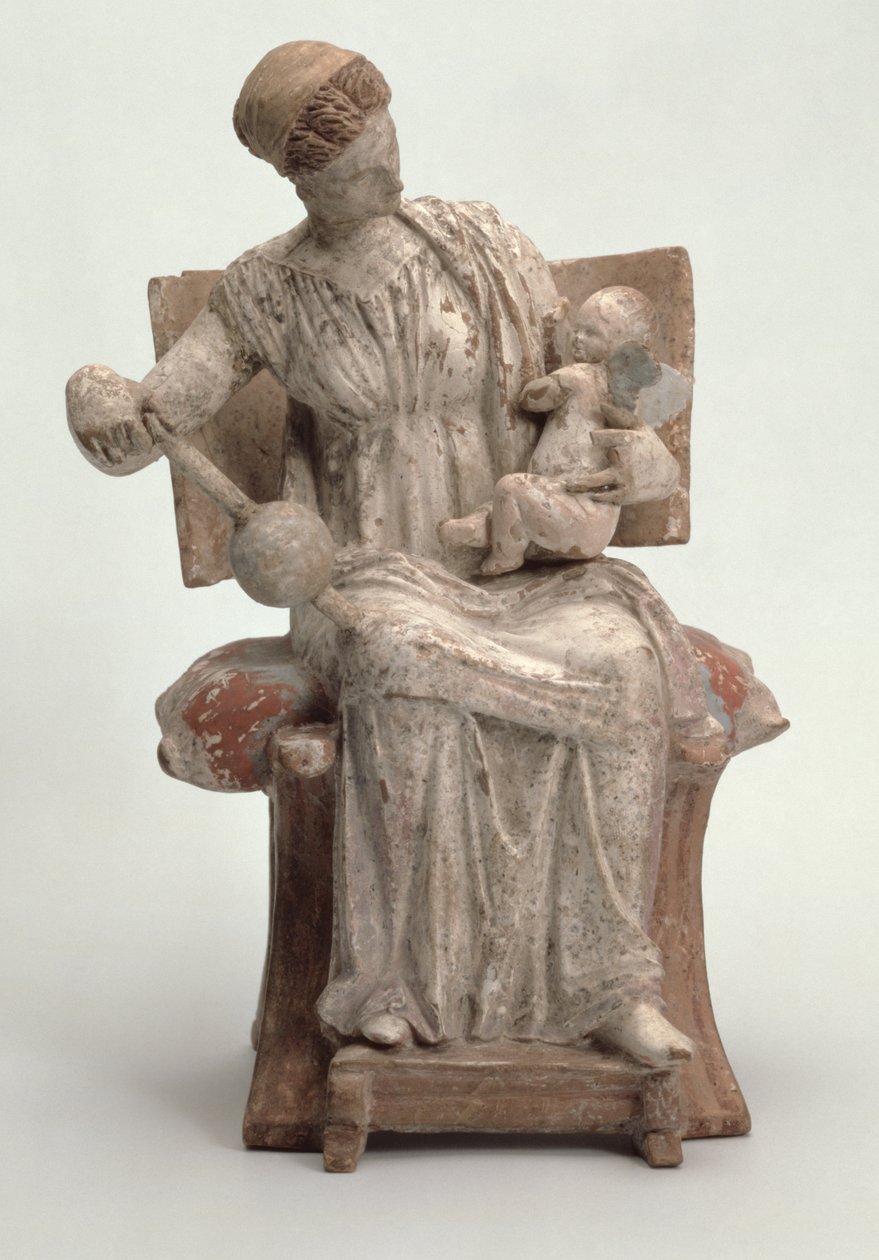 Aphrodité figurája, aki Erosszal játszik, görög, Tanagrából, Kr.e. IV. század végén alkotó: Unbekannt Unbekannt