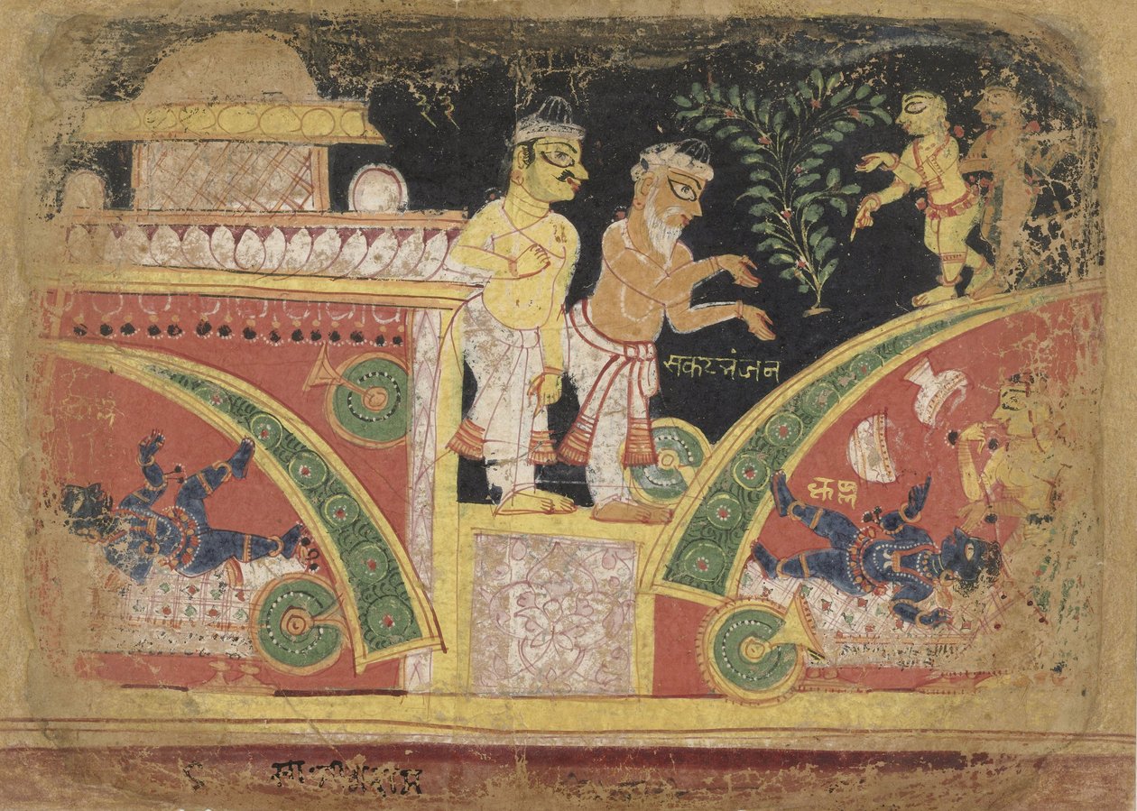 Krishna felborítja a szekeret, névtelen, c. 1520-30 alkotó: Unbekannt Unbekannt