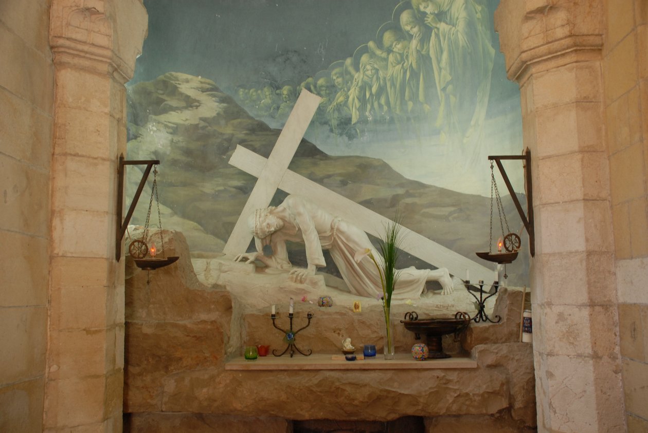 Festmény, Krisztus kereszttel, Via Dolorosa, Jeruzsálem, Izrael alkotó: Unbekannt Unbekannt