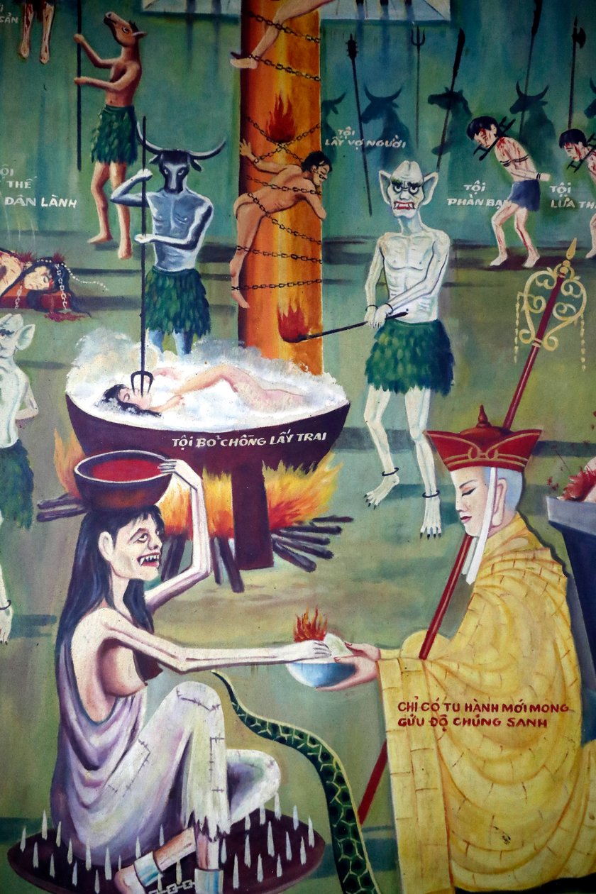Phu Long buddhista templom, buddhista purgatórium, festészet, Ho Si Minh-város, Vietnam alkotó: Unbekannt Unbekannt
