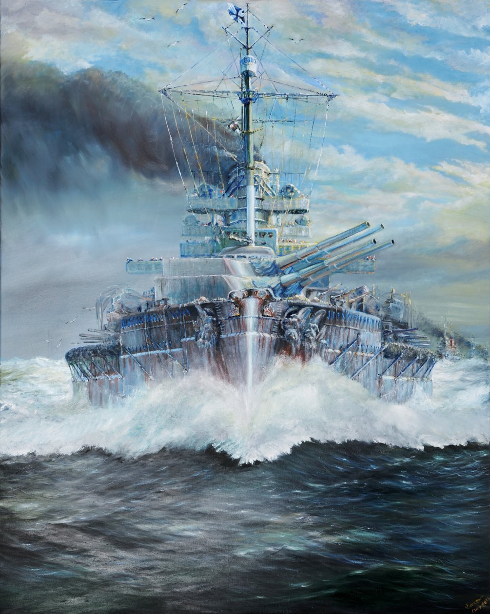 SMS Konig belép a jütlandi csatába, 1916. május 31-én; 2018, alkotó: Unbekannt Unbekannt