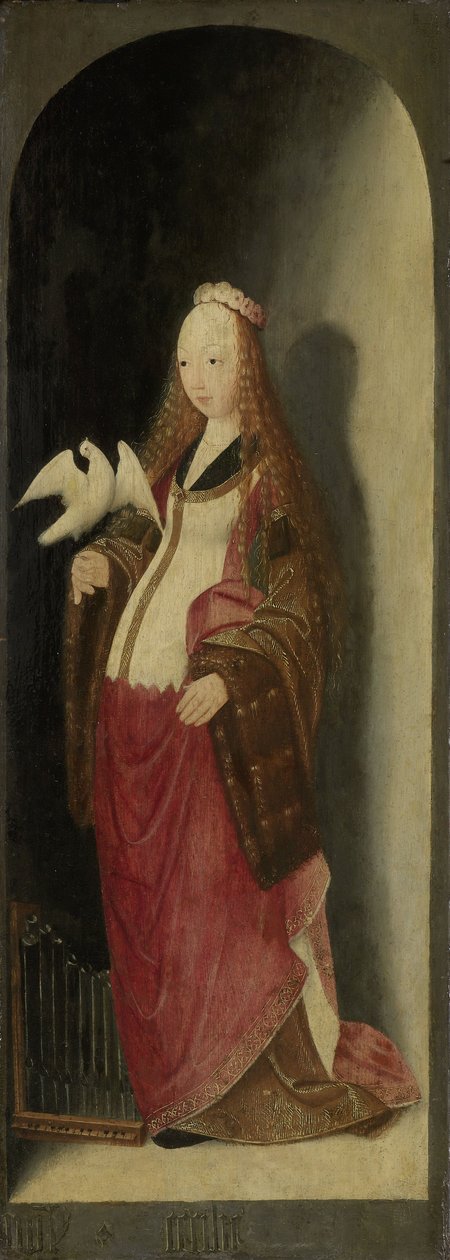 Szent Cecília, egy triptichon jobb szárnya, a Brunswicki Diptichon mesterének tulajdonítva, 1490-1500 körül alkotó: Unbekannt Unbekannt