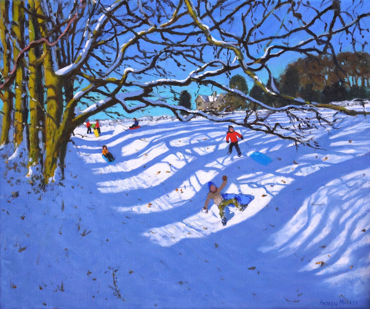 Szánkózás a vízmosón, Dam Lane, Ashbourne, 25x30", alkotó: Unbekannt Unbekannt