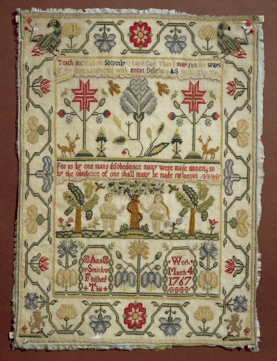 T.37-1938 Sampler, 1766-67, Ann Smith, angol alkotó: Unbekannt Unbekannt