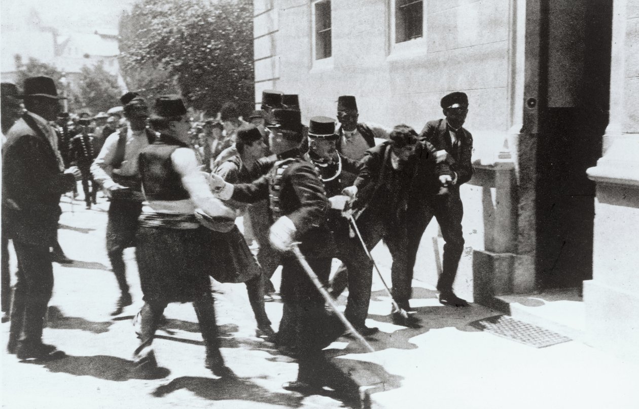 A bombavetőt letartóztatták Szarajevóban, 1914 alkotó: Unbekannt Unbekannt