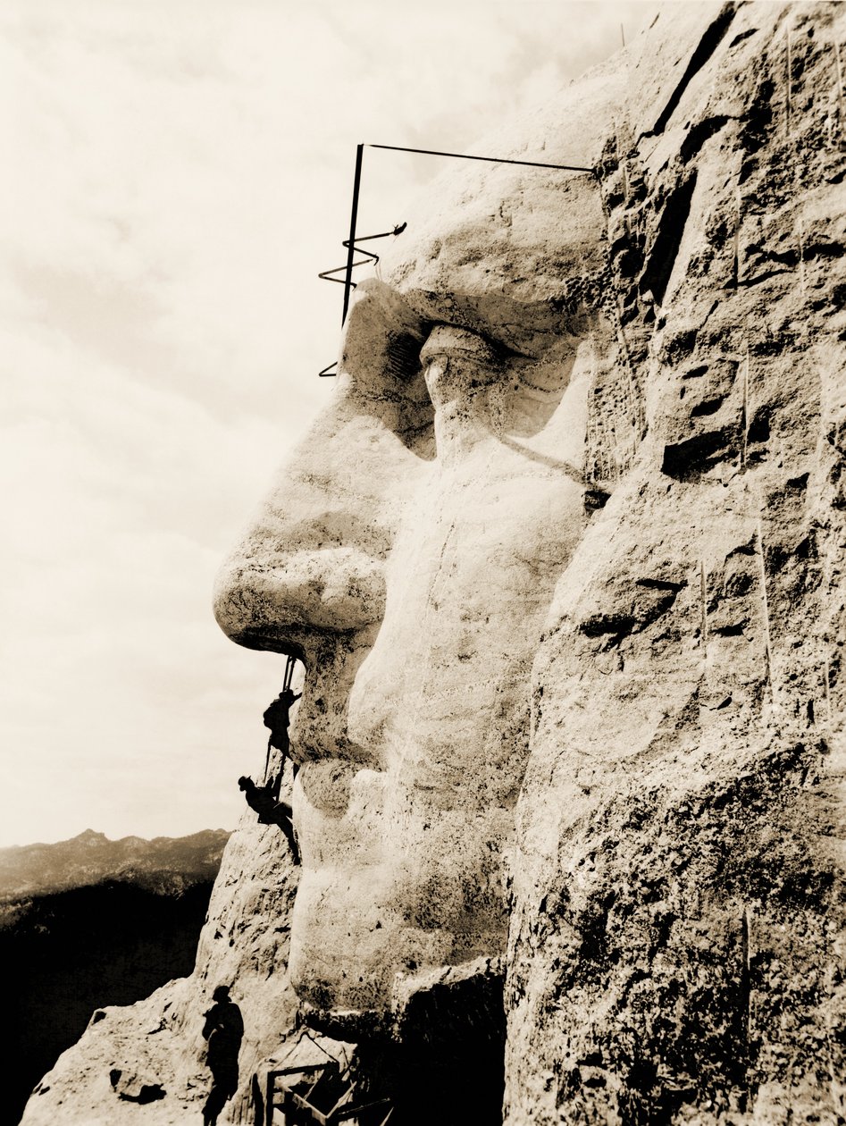 A Mount Rushmore Nemzeti Emlékmű építése, George Washington részlete, 1928 alkotó: Unbekannt Unbekannt