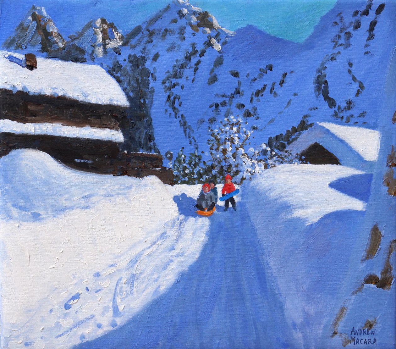 Három csúszka, La Clusaz, Franciaország, 2017, alkotó: Unbekannt Unbekannt