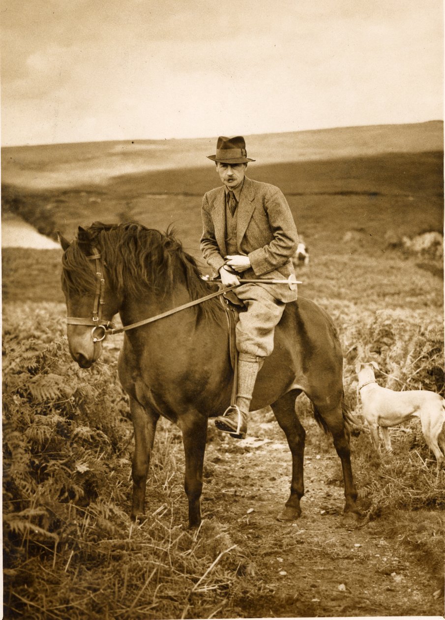 Devonshire 10. hercege lóháton a Bolton Mooron, az 1940-es évek végén (szépia fotó) alkotó: William M. Timlin