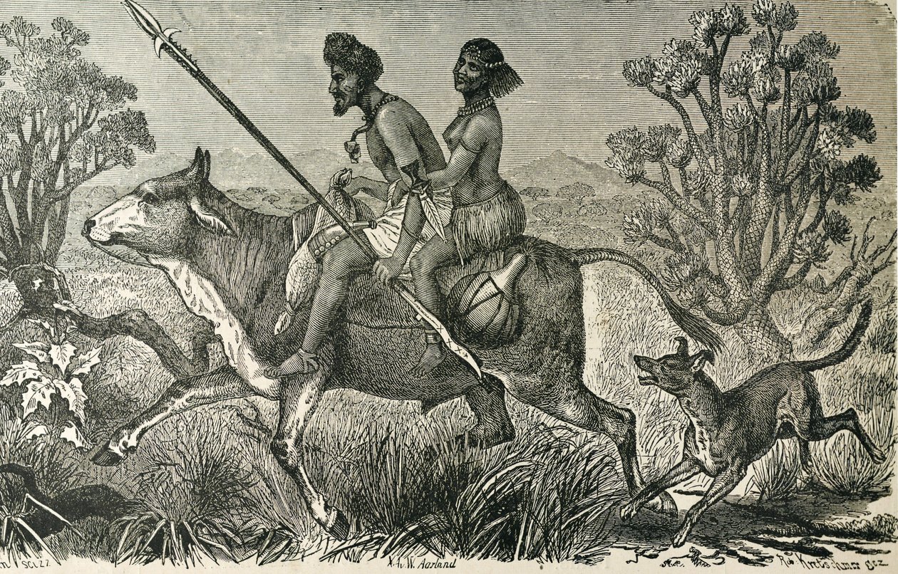 AFRIKA (19. század). Közép-Afrika lakói. Metszet. alkotó: Unbekannter Künstler