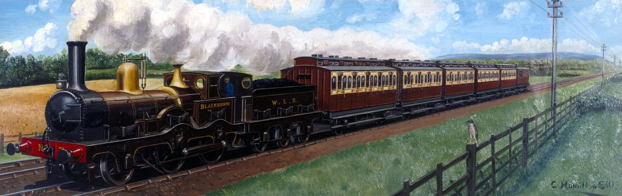 A "Blackburn" mozdony vontatta a West Lancashire-i vasúti vonatot alkotó: Unbekannt