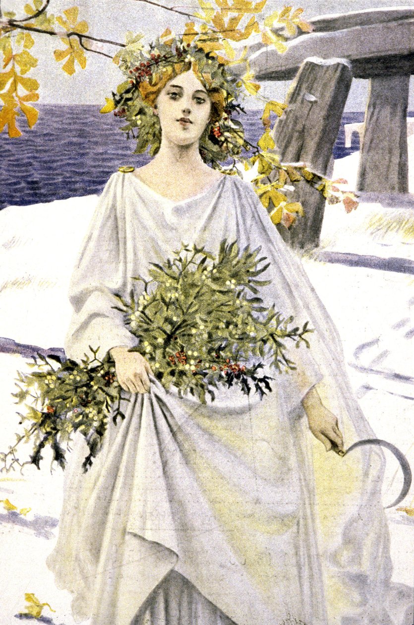 Egy druida fagyöngyöt szed, 1900 körül (illusztráció) alkotó: Unbekannter Künstler