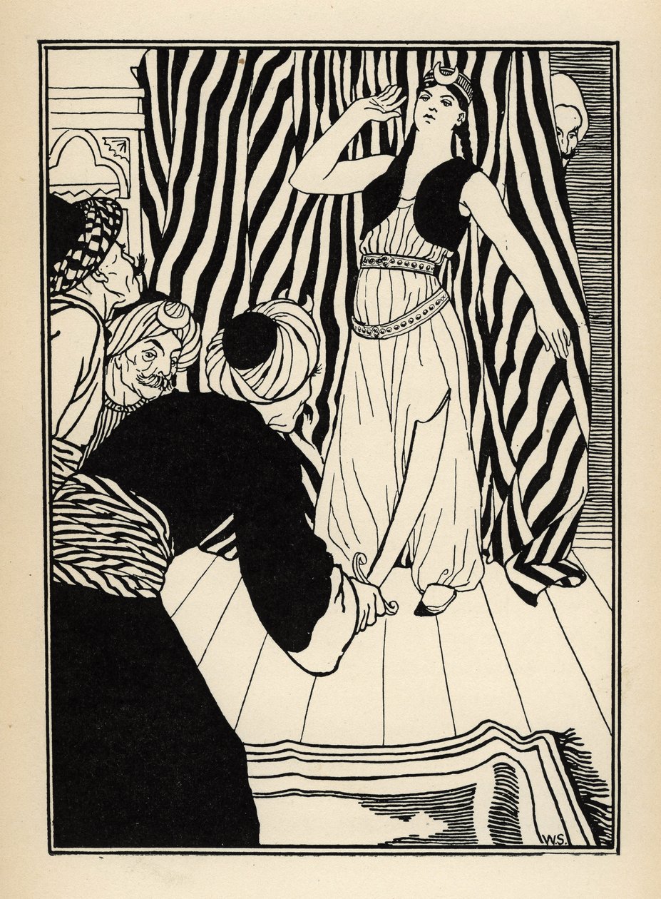 Egy szultán elrejti Münchausen bárót. Illusztráció: William Strang (1859-1921) és JB Clark Rudolf Erich Raspe (1736-1794) A münchauseni báró (Munchhausen) kalandjaiból (1789) alkotó: Unbekannt