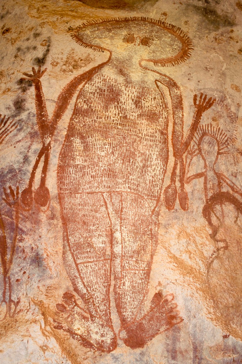 Aboriginal barlangfestmény egy Wandjina-ról, Mt Elizabeth Station, Kimberley, Nyugat-Ausztrália, Kr.e. 2000 körül. alkotó: Unbekannter Künstler