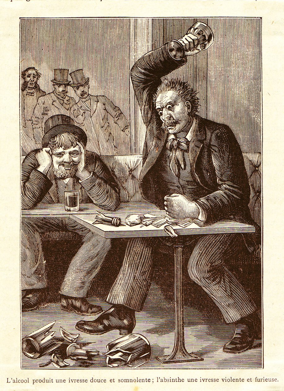 Abszint kontra alkohol, 1900 körül alkotó: Unbekannt