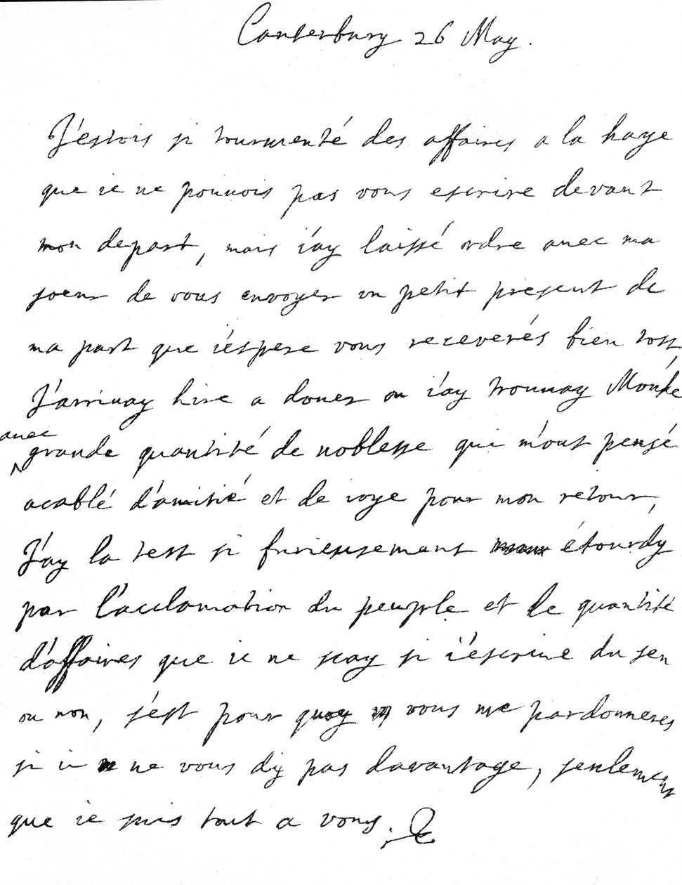 II. Károly szeretetteljes levele nővérének, Henrietta Anne-nek, franciául írt Canterburyben, Doverbe érkezése utáni napon, május 26. alkotó: Unbekannt