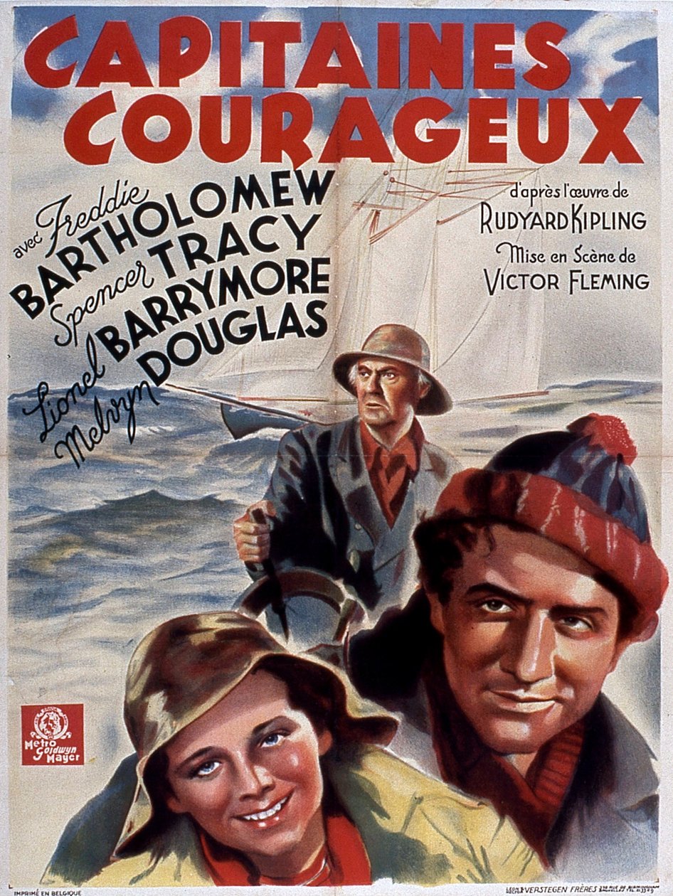 Victor Fleming, a Kapitányok bátor filmplakátja Freddie Bartholomew-val (gyermek) Spencer Tracyvel és Lionel Douglasszal, 1937 (Rudyard Kipling nyomán) alkotó: Unbekannt