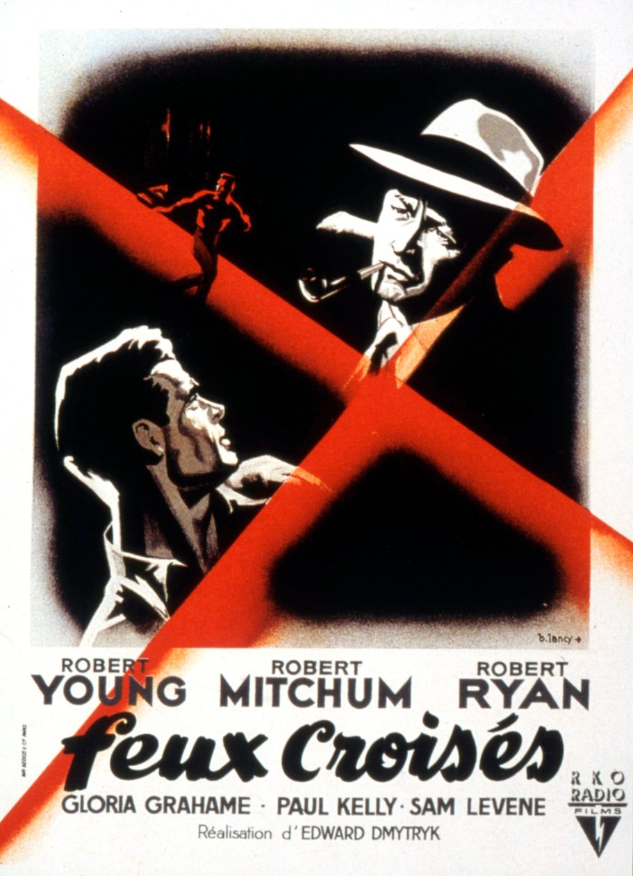 Crossfire filmplakát, Edward dMytryk Robert Young Robert Mitchummal és Robert Ryannel, 1947 alkotó: Unbekannt