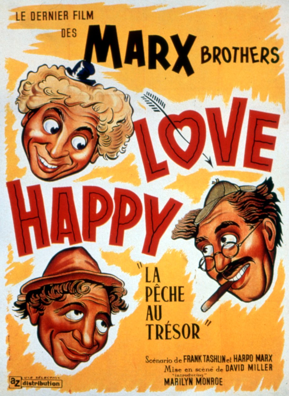 A Kincshalászat, LOVE HAPPY című film plakátja, DAVIDMILLER a Marx testvérekkel 1949 alkotó: Unbekannt