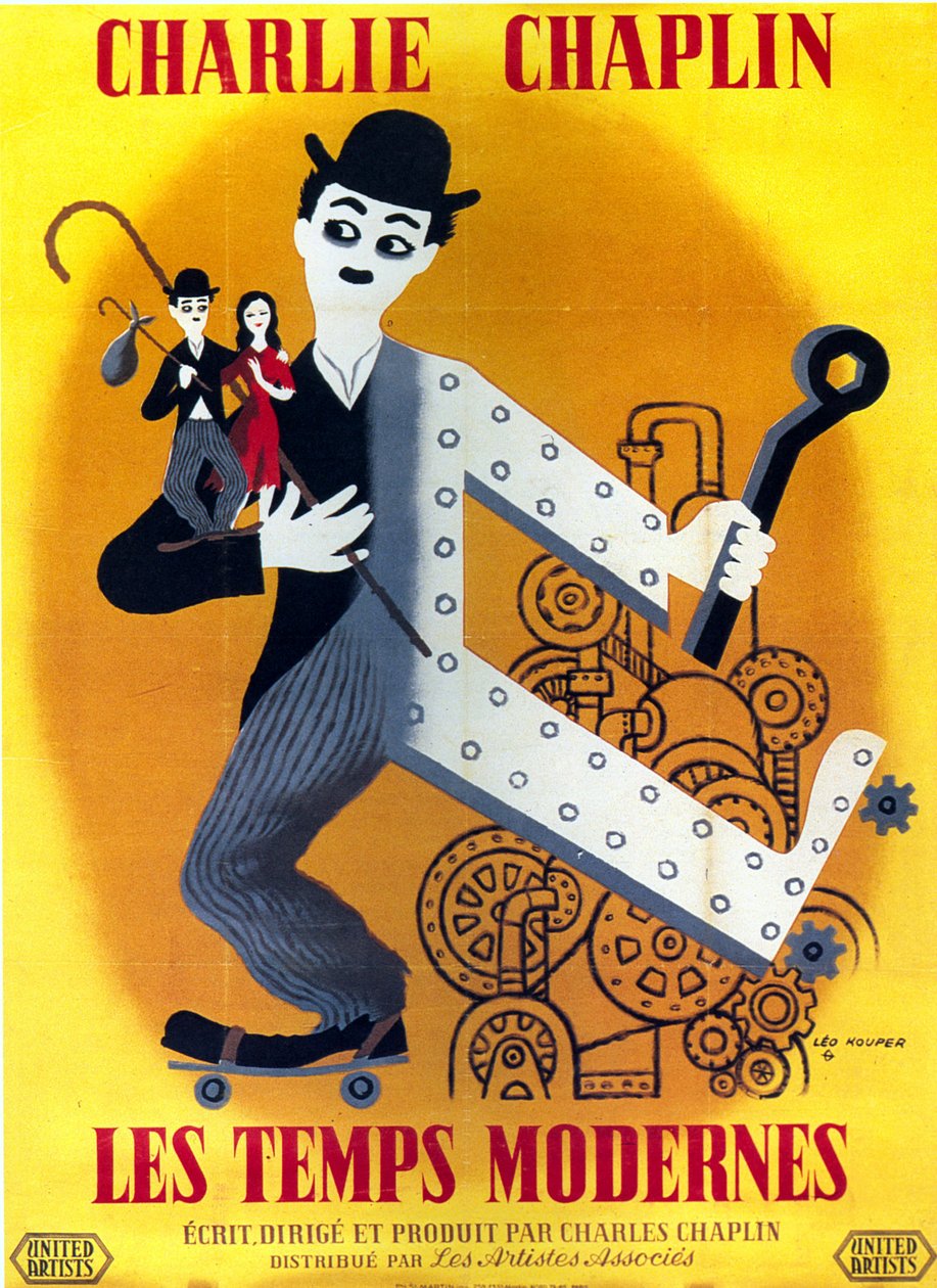 Charlie Chaplin Modern Times filmplakát Charlie Chaplin főszereplésével 1936 alkotó: Unbekannt