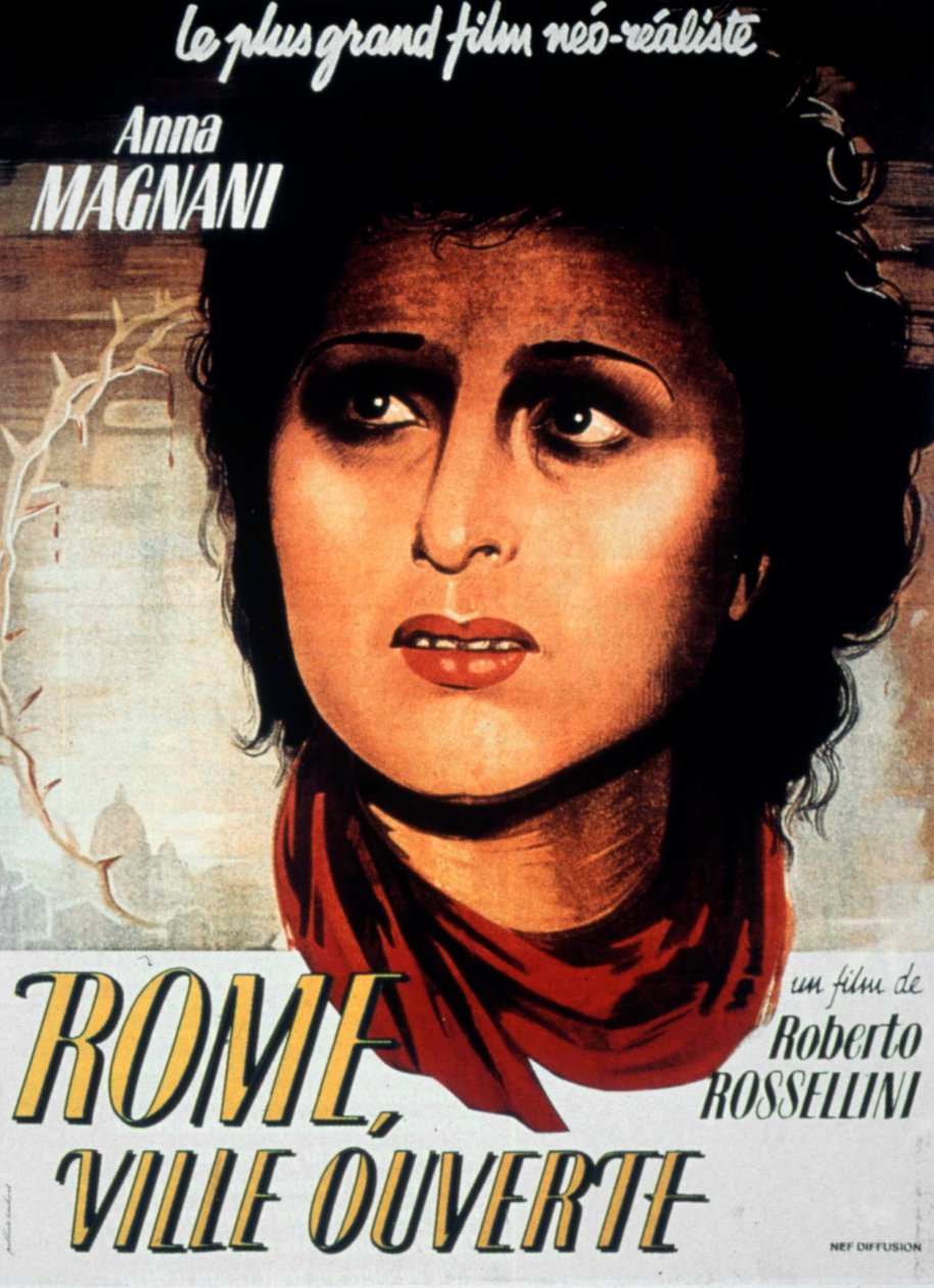 Roberto Rossellini Róma nyitott város című filmjének plakátja Aldo Fabrizival és Anna Magnanival 1944 alkotó: Unbekannt
