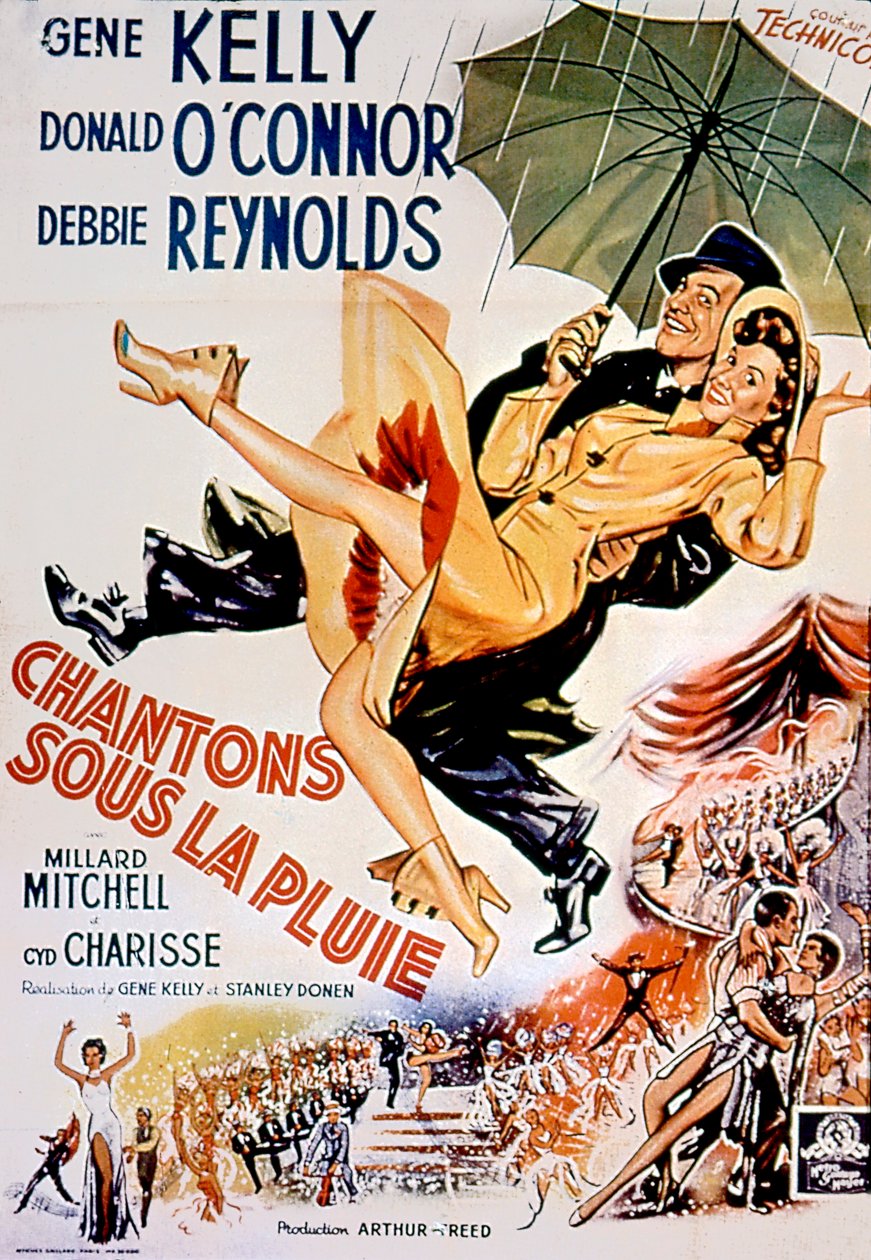 StanleyDonen és GeneKelly énekel az esőben filmplakát Gene Kellyvel és Debbie O