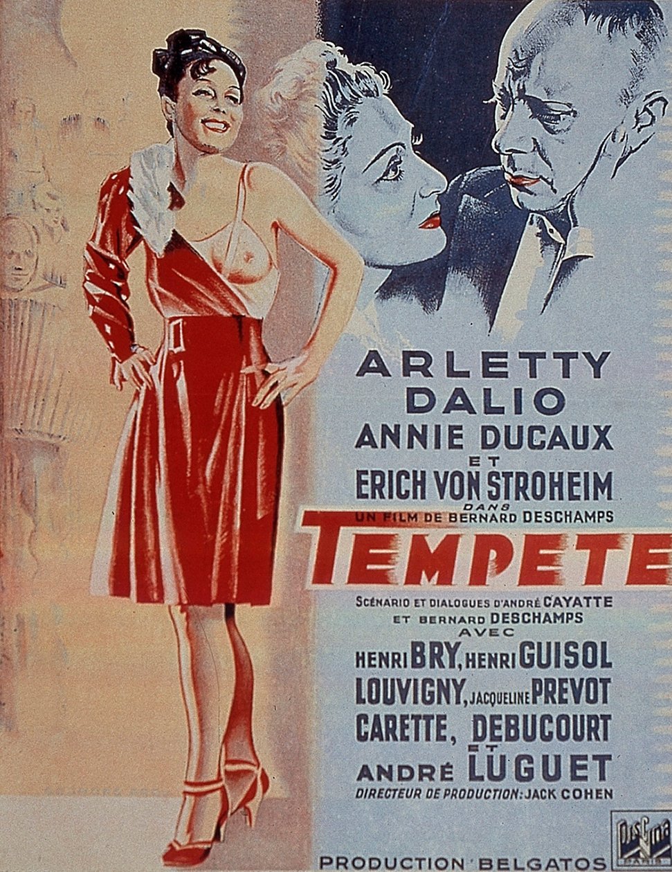 Bernard Deschamps Tempete című filmjének plakátja Arlettyvel, 1940 alkotó: Unbekannt