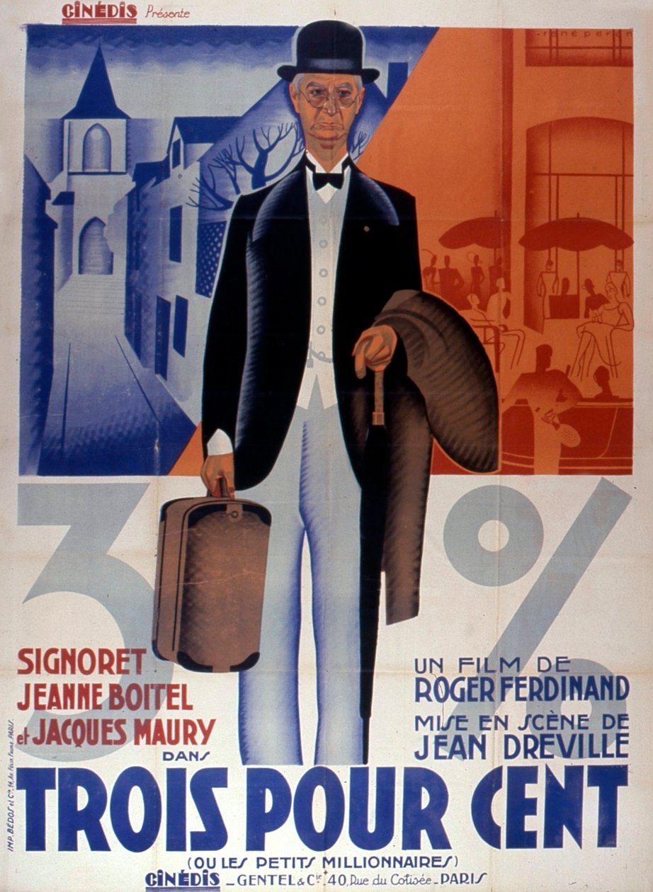 JeanDreville három százalékos filmplakátja, 1933 Franciaország alkotó: Unbekannt