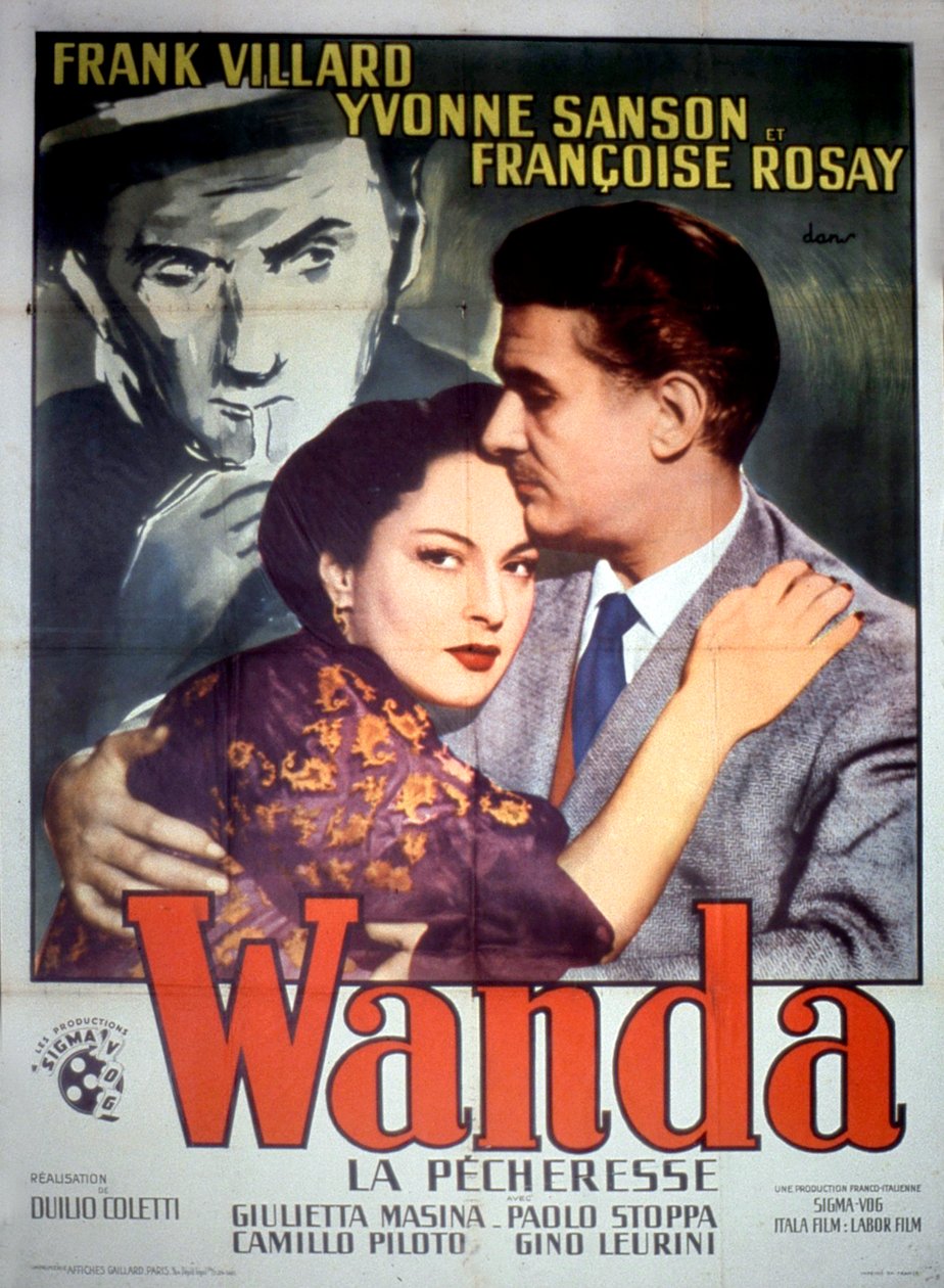 DuilioColetti Wanda la pecheresse című filmjének plakátja Frank Villard Yvonne Sansonnal és Francoise Rosay-vel 1952 alkotó: Unbekannt