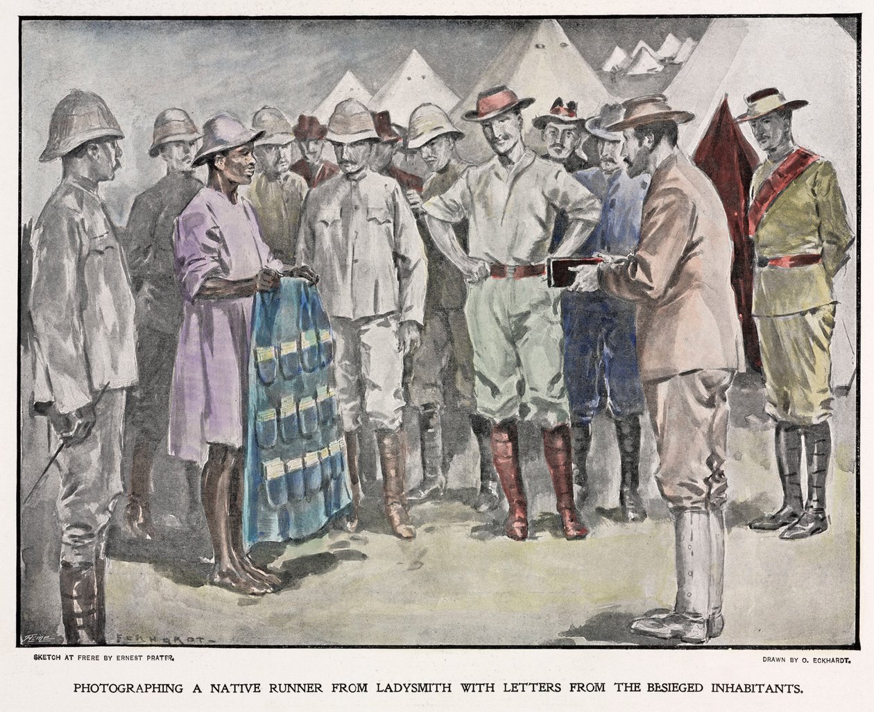 Afrikai leveleket kézbesített brit katonáknak a búr háború alatt, 1900 körül alkotó: Unbekannt