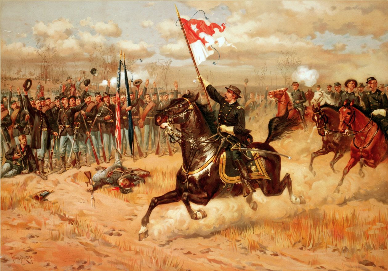 Amerikai polgárháború 1861-1865: Sheridan lovaglása. Az opequoni csata, más néven a winchesteri harmadik csata. alkotó: Unbekannter Künstler