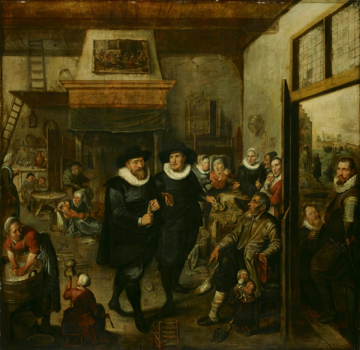 Egy almoner és egy rendőrőrmester meglátogat egy szegény családot, 1625-1630 alkotó: Unbekannt