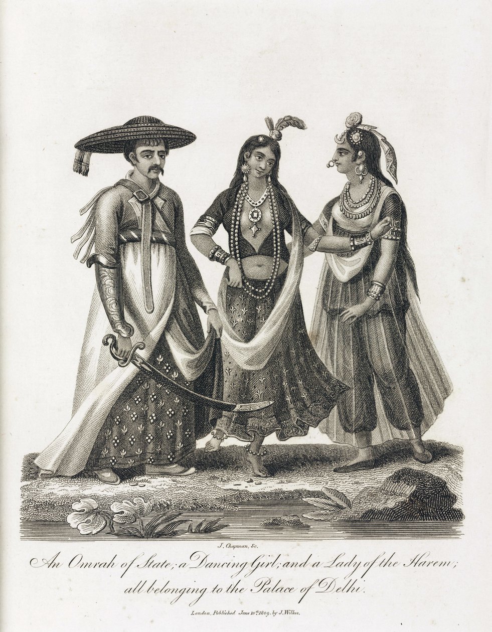 Egy Omrah of State; egy táncoló lány; és a Hárem Hölgye, India alkotó: Unbekannt