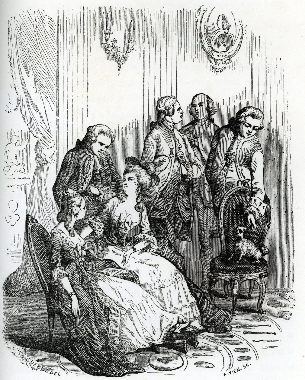 Egy este a Vaux-le-Vicomte kastélyban XV. Lajos király (1710-1774) idején. 19. század (metszet Le Francois "Mysteres des vieux chateaux de France" című művéből). alkotó: Unbekannter Künstler