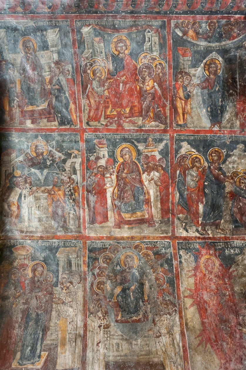 Ókori freskók; Jézus életét ábrázoló falfestmények; Panagia és Sotiras templom; görög ortodox templom; Roustika; Kréta; Görögország; Európa alkotó: Unbekannt