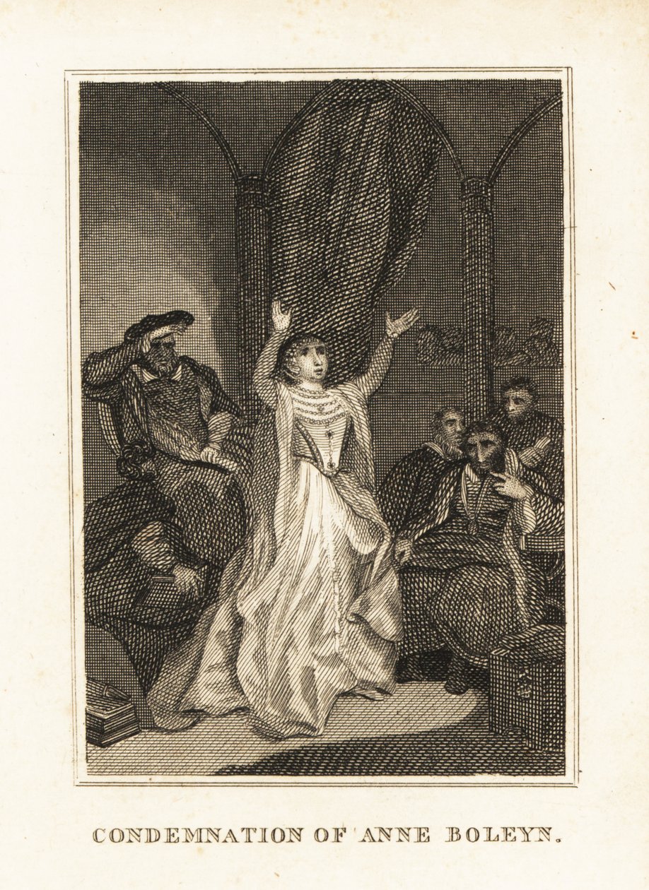 Boleyn Anne-t VIII. Henrik házasságtöréssel vádolta 1536-ban. 1836 (metszet) alkotó: Unbekannter Künstler