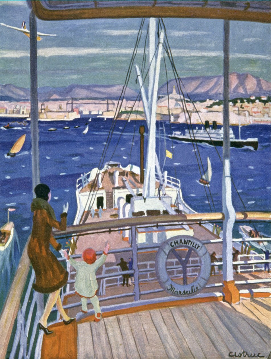 A Chantilly vonalhajó érkezése Marseille kikötőjébe, 1930 körül (illusztráció) alkotó: Unbekannter Künstler