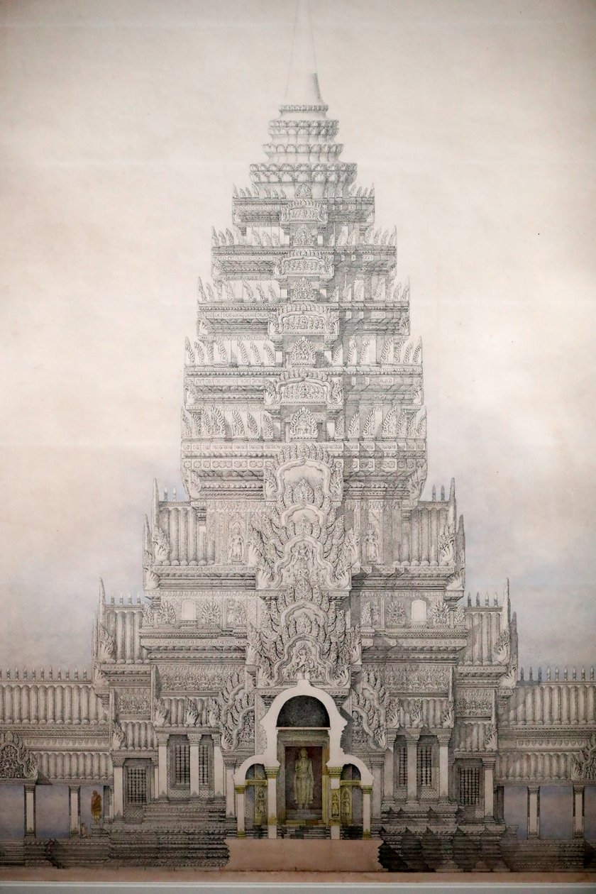 Ázsiai Civilizációk Múzeuma, Angkor, Kambodzsa szent városának felfedezése, ANgkor wat három első házának elölnézete, Louis Delaporte, Kambodzsa alkotó: Unbekannt