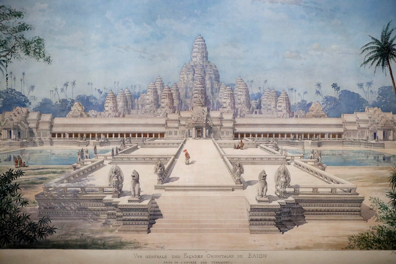 Ázsiai Civilizációk Múzeuma, Angkor, Kambodzsa szent városának felfedezése, Kilátás a Bayon keleti homlokzatára, Louis Delaporte és Henri Deverin, Szingapúr, 2018 (fotó) alkotó: Unbekannt