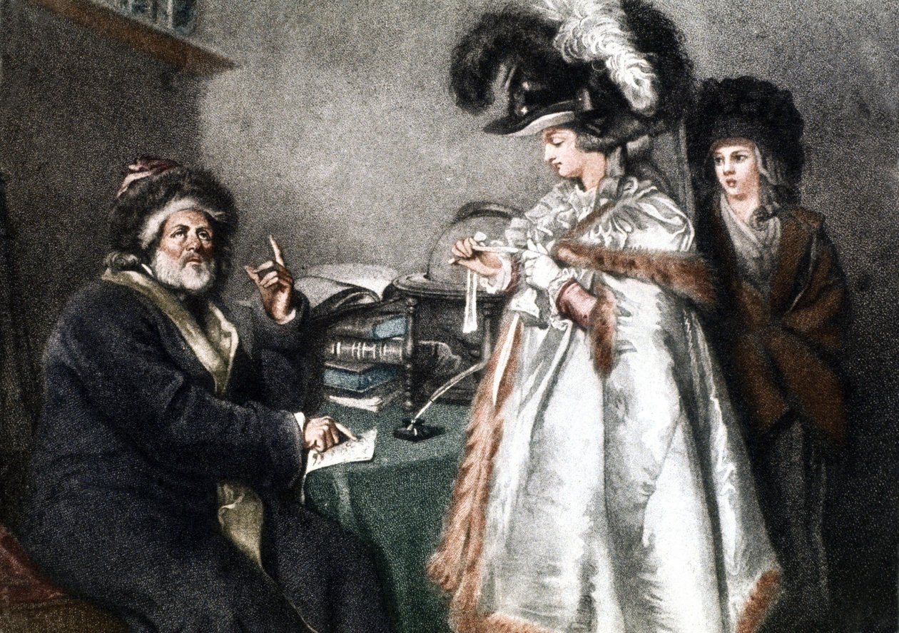 Az asztrológusnál, 1750-1800 körül (metszet) alkotó: Unbekannter Künstler